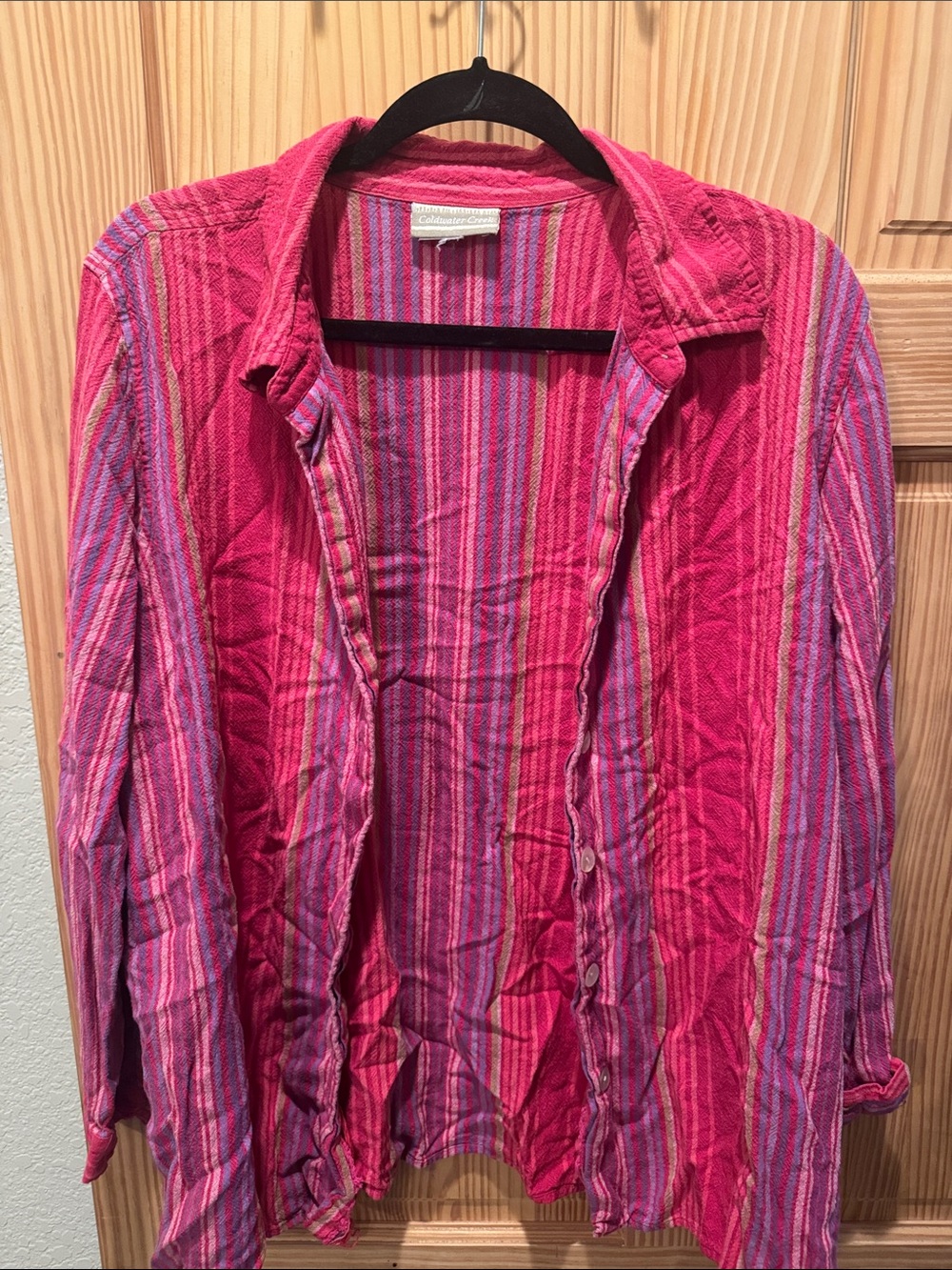 Coldwater Creek Pink Striped Button-Down Shirt